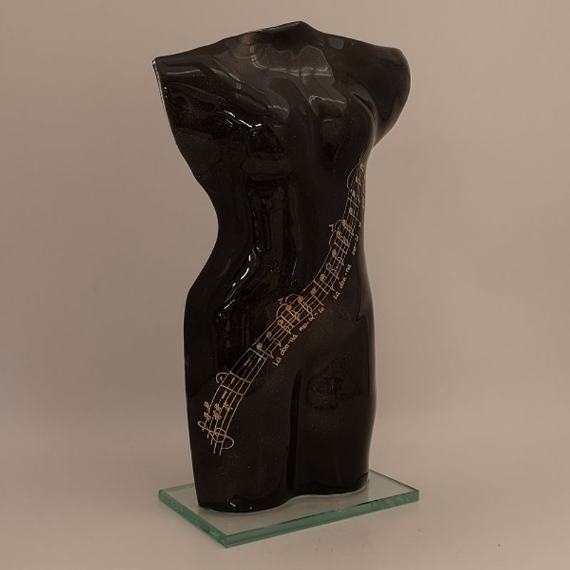 Torso i glass, sort med noter